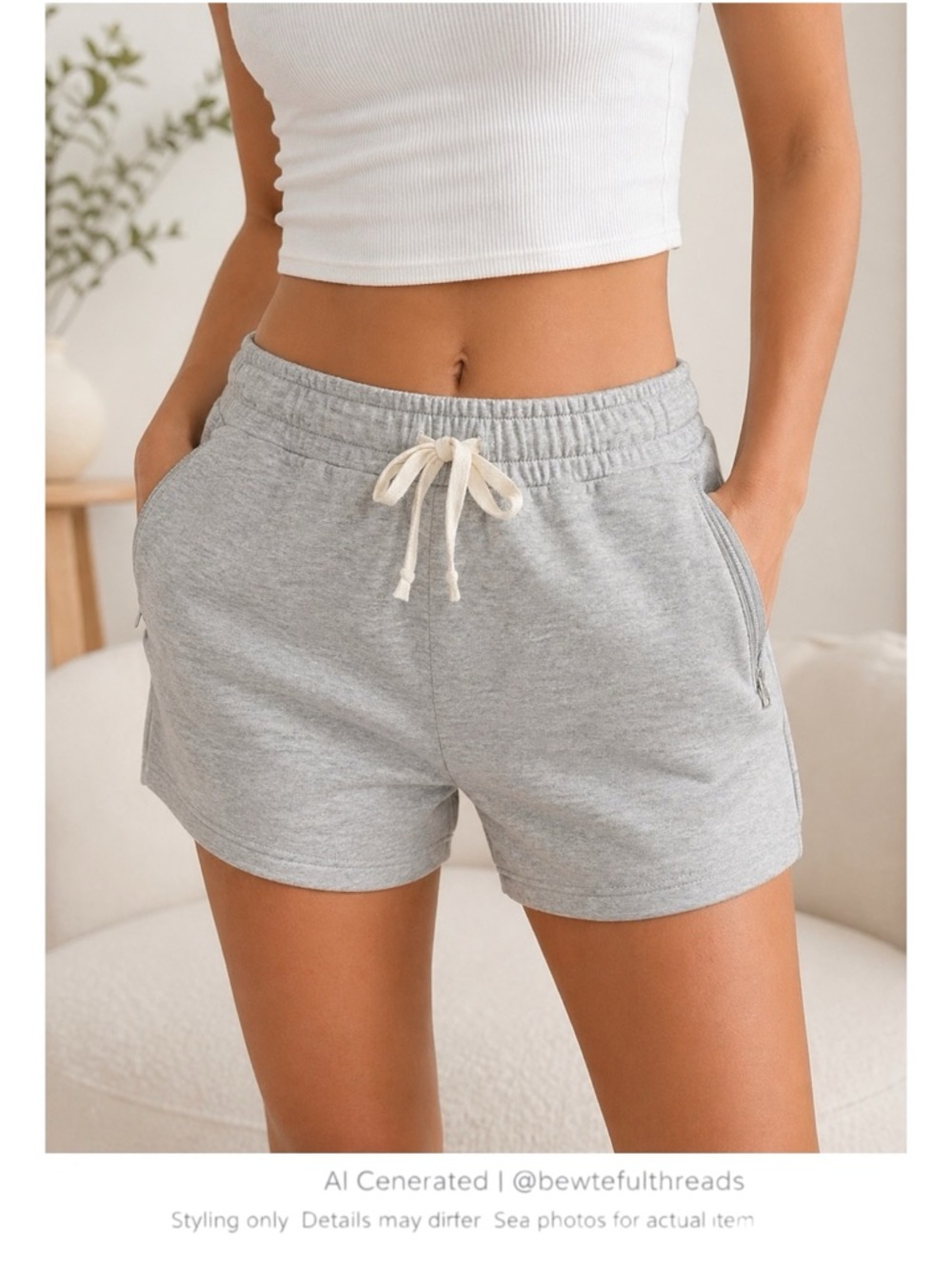 Minimalist Lounge Shorts Soft Grey Elastic Waist Athleisure Casual
